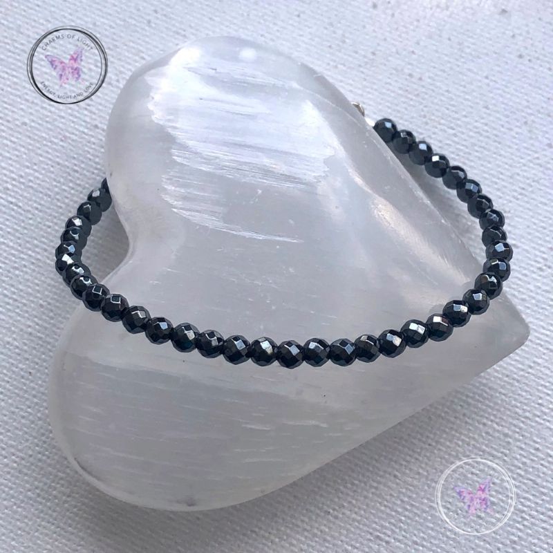 Hematite Faceted Beaded Bracelet